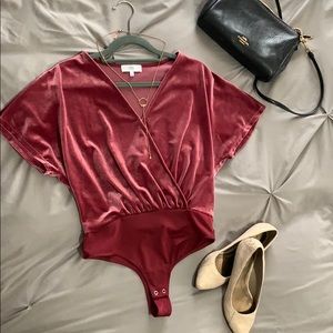 Beautiful magenta velvet bodysuit